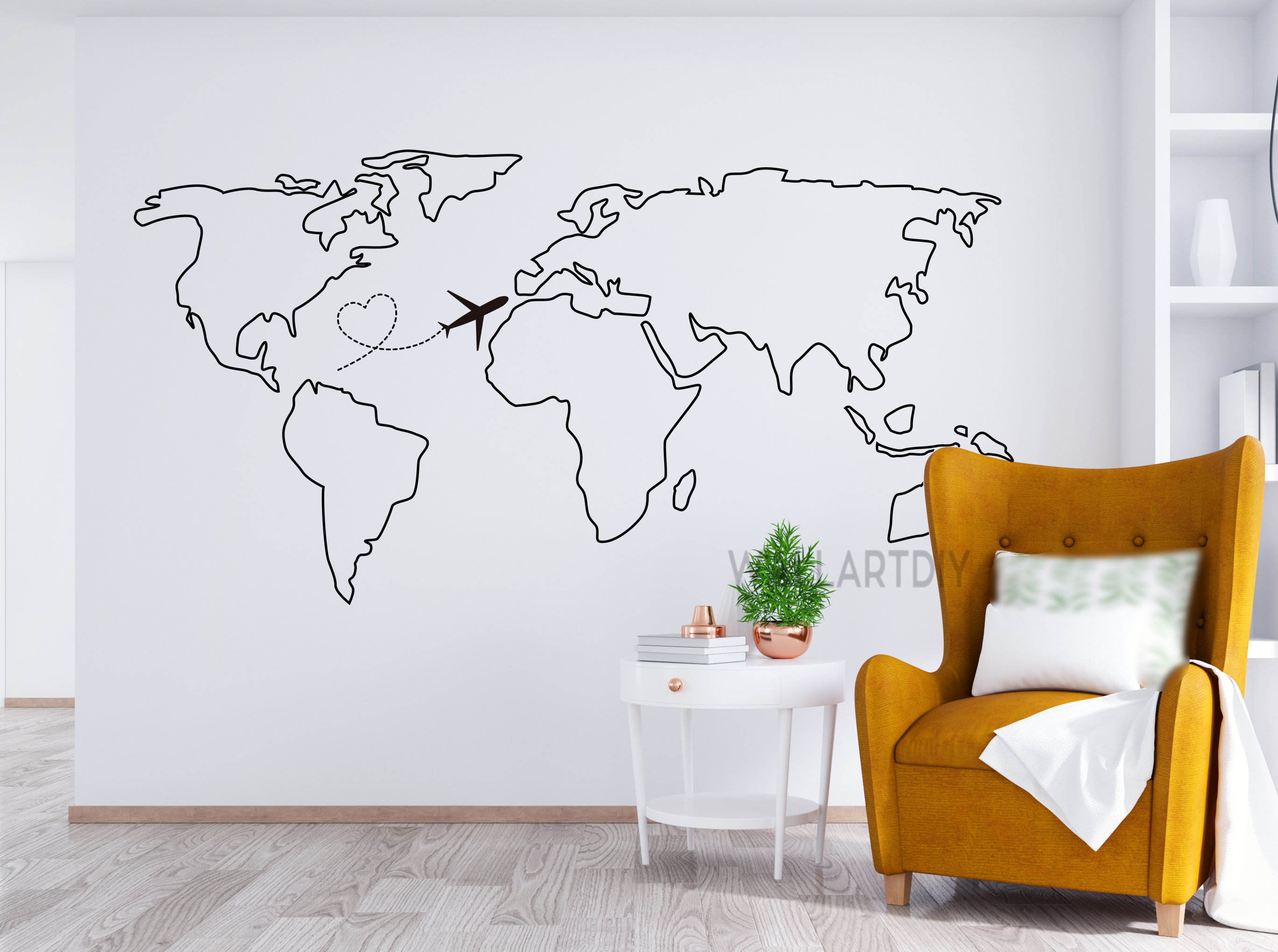 World map wall decal Map wall sticker Travel map wall decals Etsy