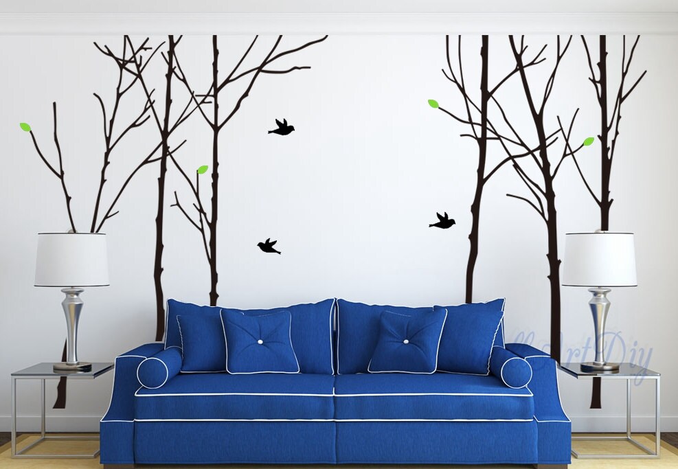 Large tree wall decals Tree birds wall sticker Bedroom tree Etsy