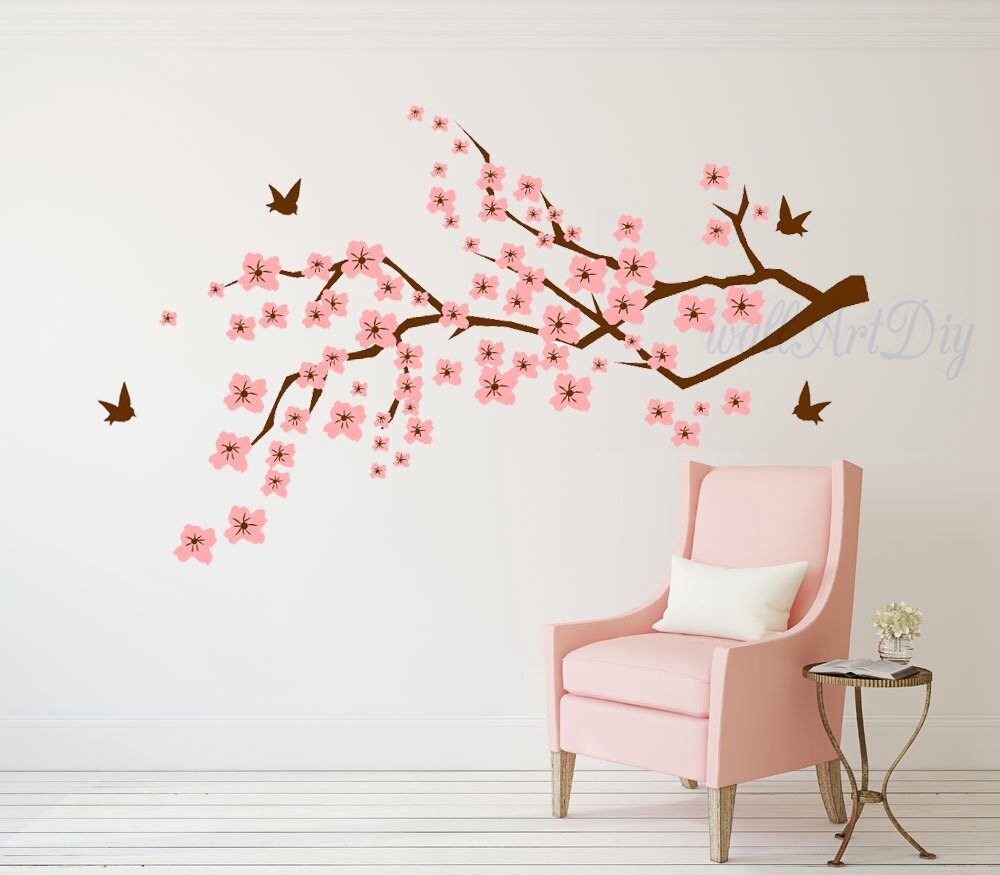 Cherry blossom wall decal Cherry tree branch wall decal Pink Etsy