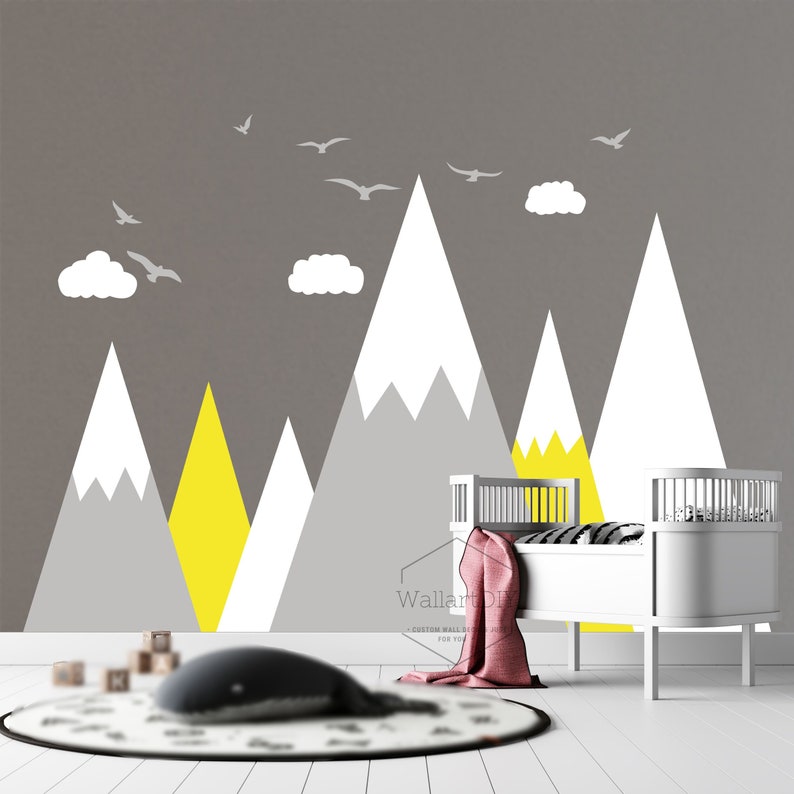 Mountains wall decals Nursery mountains wall mural Etsy