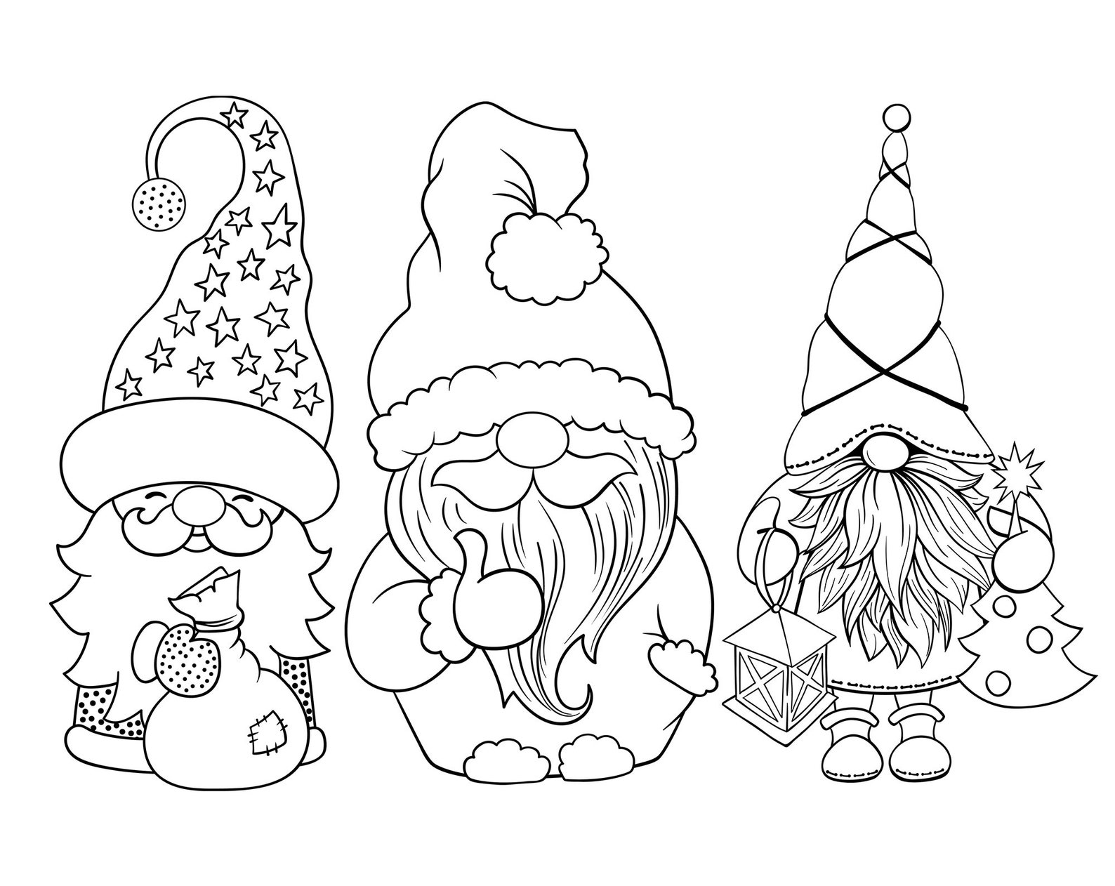 gnomes-vector-clipart-for-digital-stamp-printable-coloring-etsy