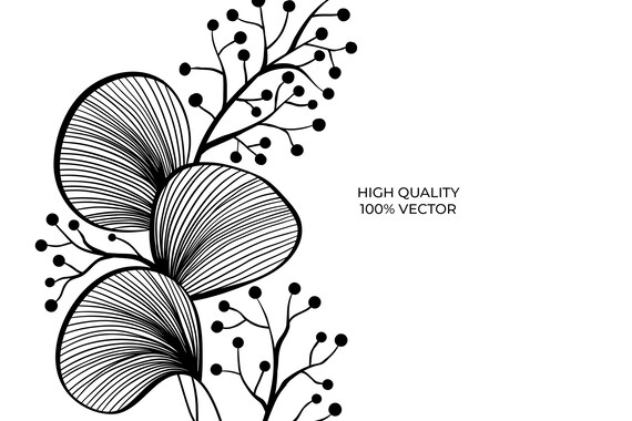 Botanische Linie Art Clipart Kontur Linie Zeichnung Wellen Etsy