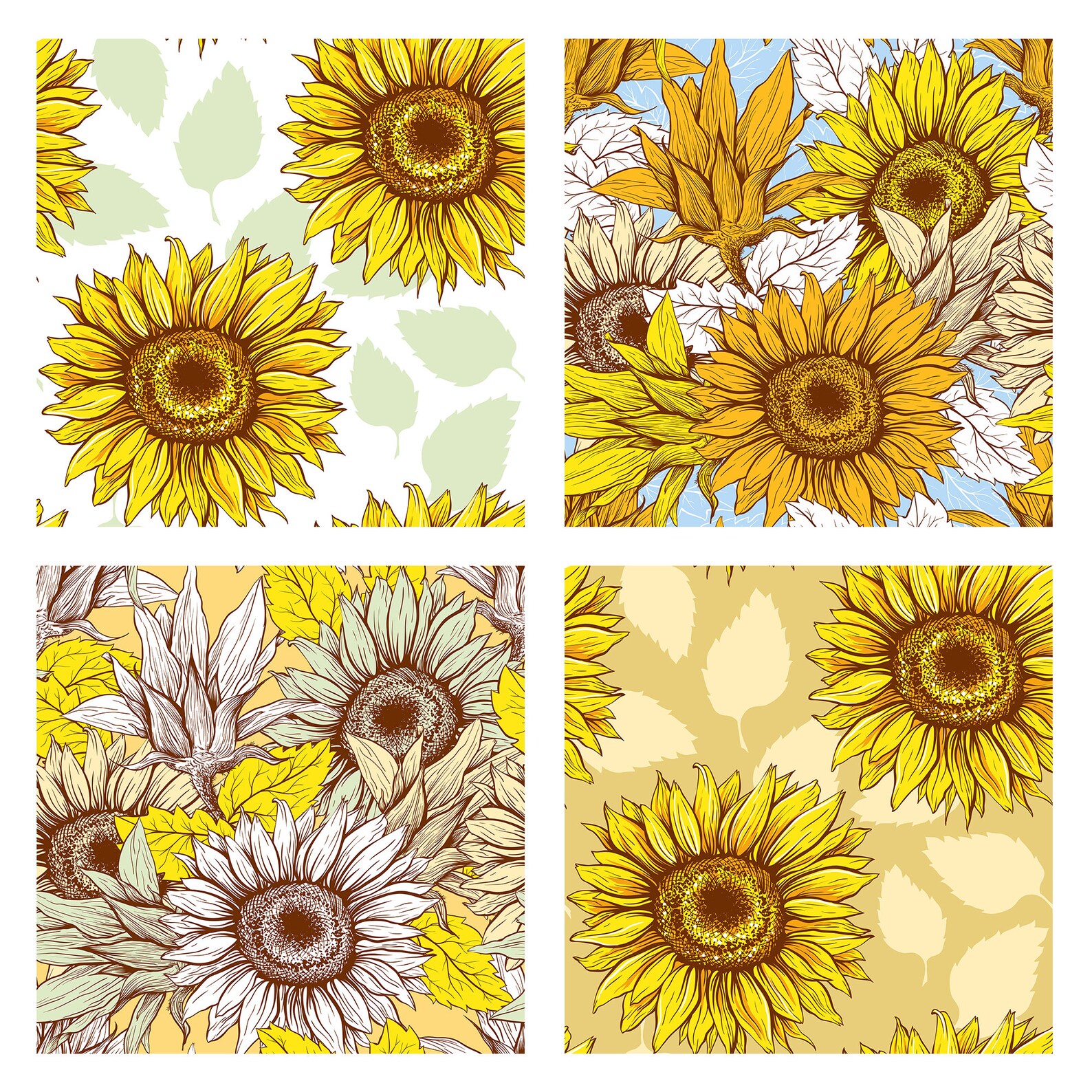 Sunflower Digital Paper Pack Thanksgiving Autumn Digital Paper Floral ...