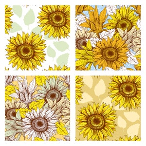 Sunflower Digital Paper Pack Thanksgiving Autumn Digital Paper Floral ...