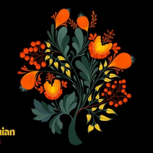 Ukrainian Petrykivka Ornamental Clipart Painting PNG