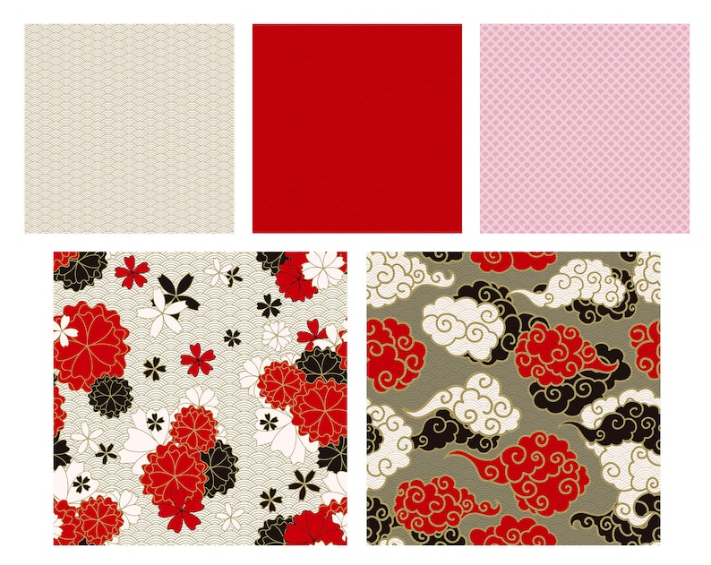 Japanese Scrapbook Cherry Blossom Digital Paper Japanese Paper Etsy
