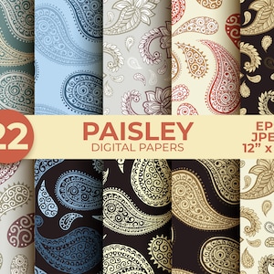 Paisley Musterdesign, Boho Bandana Digital Papier. Boho druckbare Hintergründe, florale Tapete für den kommerziellen Gebrauch. Digitaler Download