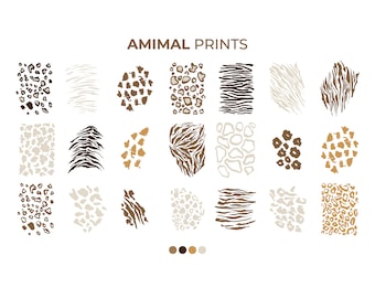 Safari Animal Skin Prints: Leopard, Tiger, Zebra (SVG, PNG, EPS)