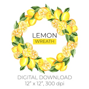 Lemon Wreath Clipart, Watercolor Frame, Watercolor Clipart. Citrus Lime Sublimation PNG, Logo PNG, INSTANT Download