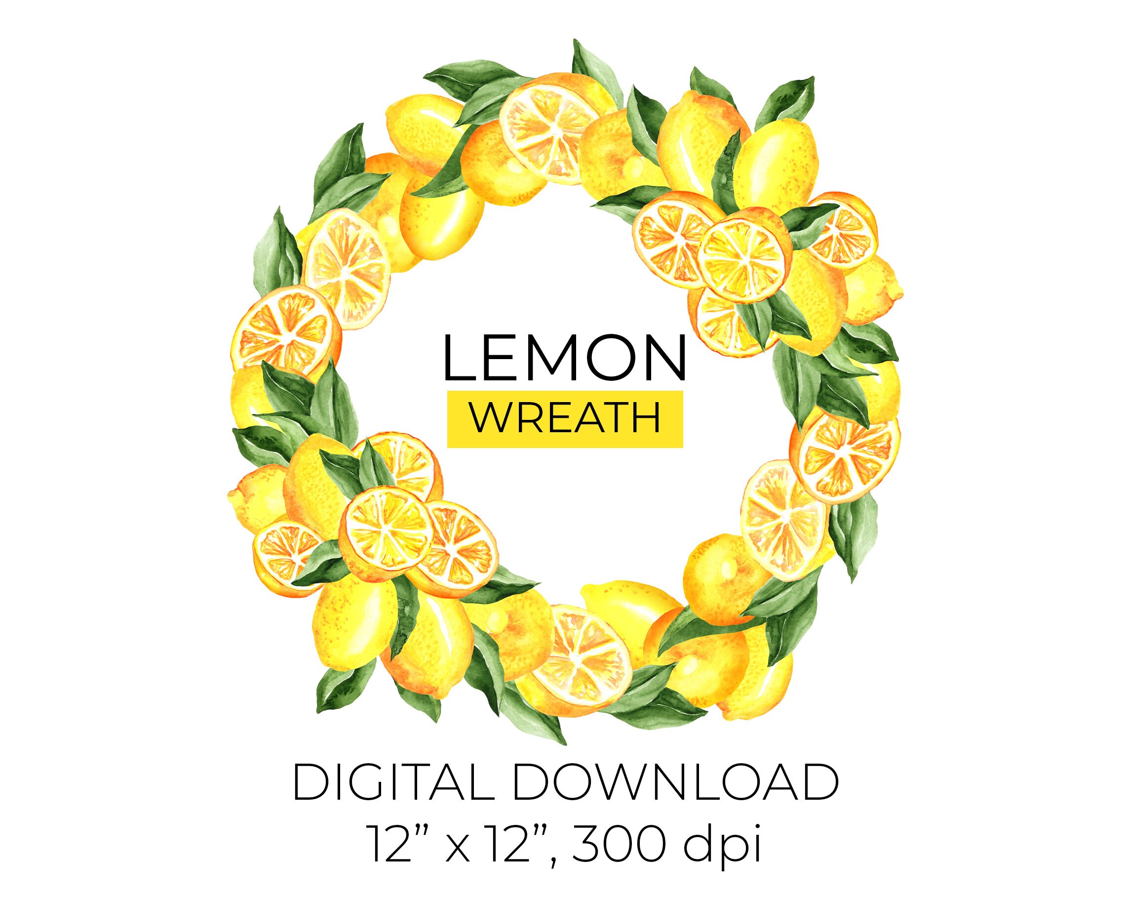 Lemon Wreath Clipart Clipa Art Set Clitrus Clipart Design - Etsy
