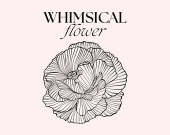 Line Art Rose Logo SVG Flower Vector Illustration, Romantic Wedding Printables Digital Download Clipart