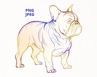 Dog Sublimation PNG Line Art. Pet Vector Logo, Boxer Bulldog Pug for Print and Sticker. Wall Decal Images Digital Download