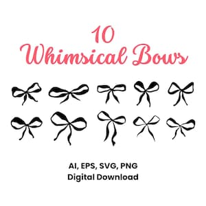 Lazos de cinta coquetos, lindos y extravagantes SVG para bodas, imágenes prediseñadas PNG, decoración para baby shower, pegatinas o sellos para álbumes de recortes. Descarga digital vectorial.
