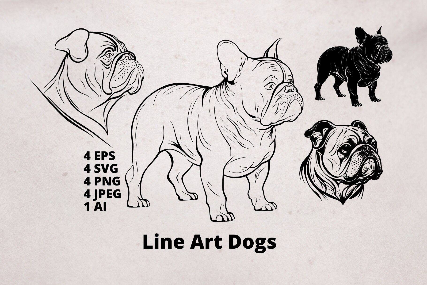 Dogs SVG Bundle Line Vector Art. Pet Vector Logo Boxer - Etsy