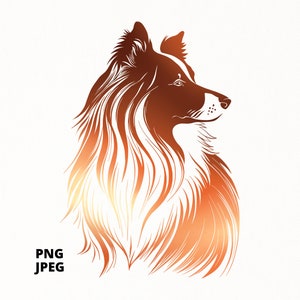 Collie Dog PNG Line Vector Art Pet for Sublimation. JPEG for T-Shirt Design. Digital Download