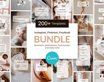 Reminders Notifications Canva Templates BUNDLE for Pinterest Pins, Instagram Facebook Stories and Posts for Canva