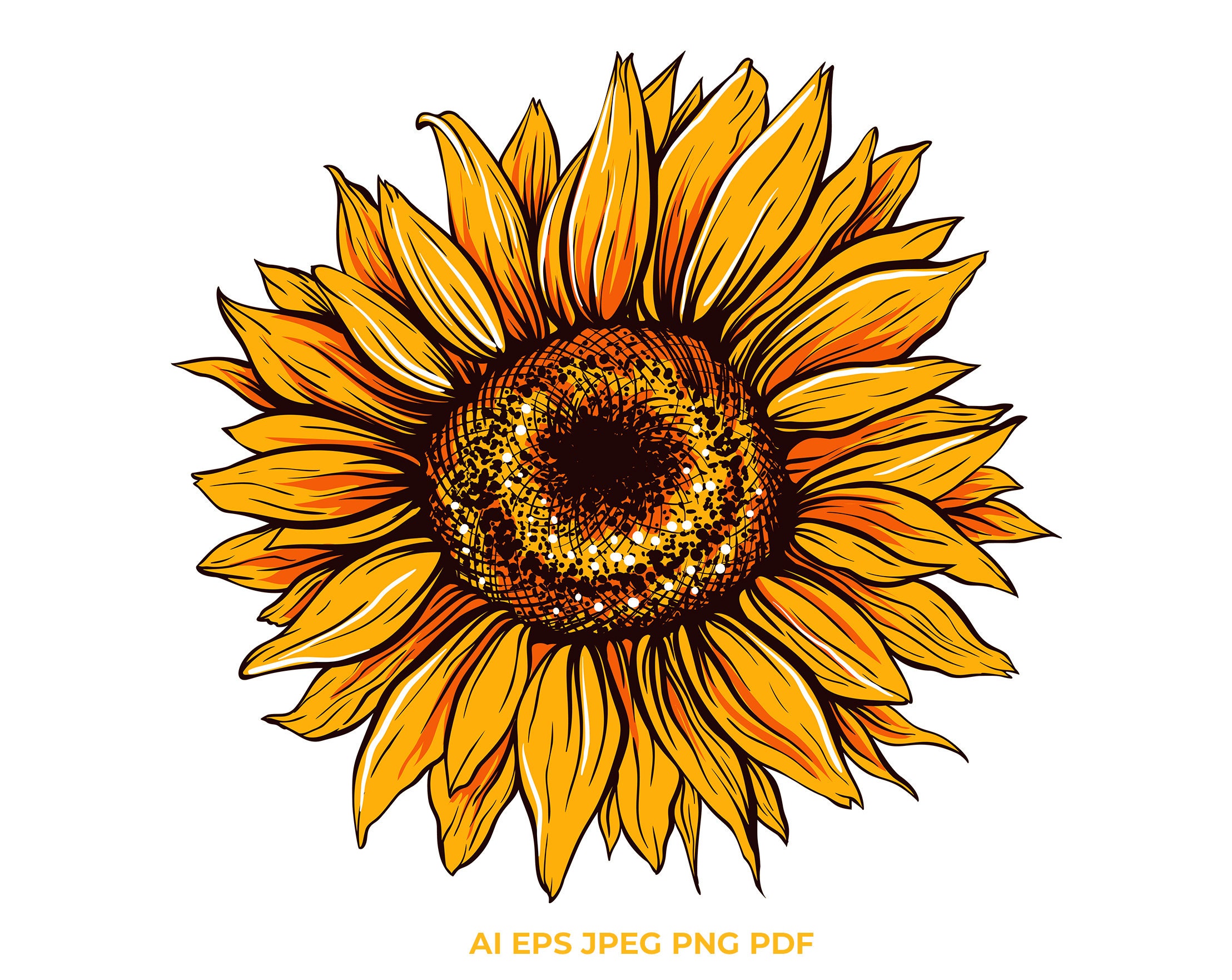 Vintage Sunflower SVG Printable Sticker Sunflower PNG. - Etsy