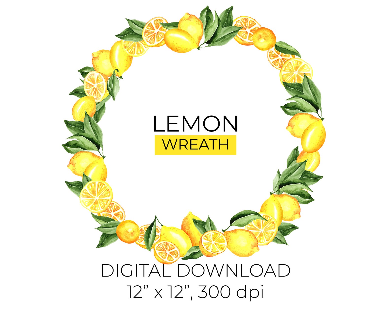 Lemon Wreath Clipart Clipa Art Set Clitrus Clipart Design - Etsy