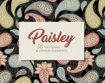 Coleção de vetores com padrões Paisley: fundo floral fashion (pacote para download digital)