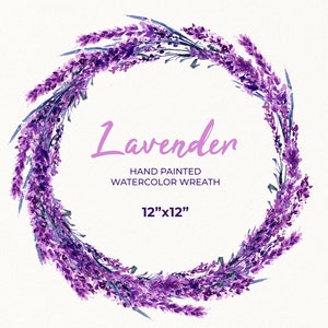 Lavendel Kranz Aquarell Clipart Blumenhochzeit Clipart Runder Rahmen Wildblumen Violet Blumenkranz PNG Lila Arrangement Digitale Datei