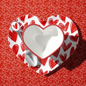 Valentines Day Love Digital Paper, Seamless Pattern. Hearts, Red Lips ...