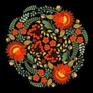 Ukrainian Petrykivka Ornamental Clipart PNG