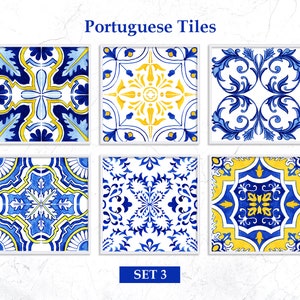 Portuguese Tiles Watercolor Clipart SET3. Talavera Mosaic Stencil, Spanish Printable Stickers. Antique Majolica Digital Download Art