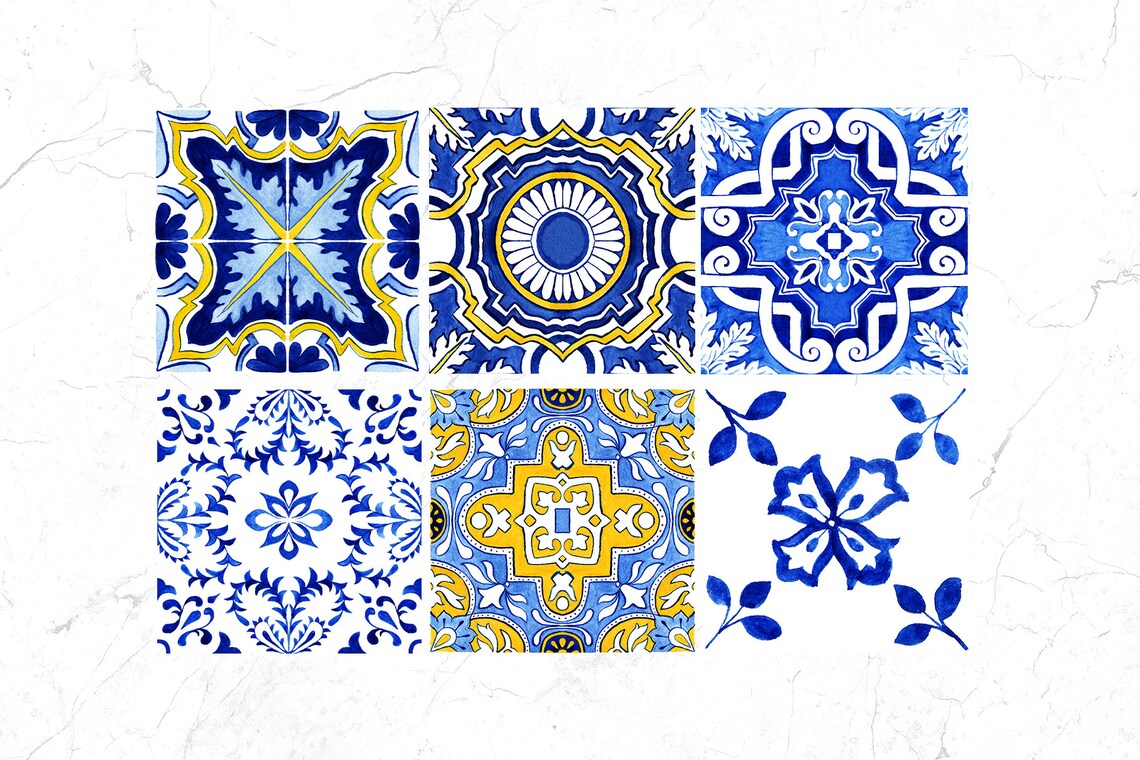 Spanish Tiles Digital Print SET4. Tile Stencil Stickers Etsy