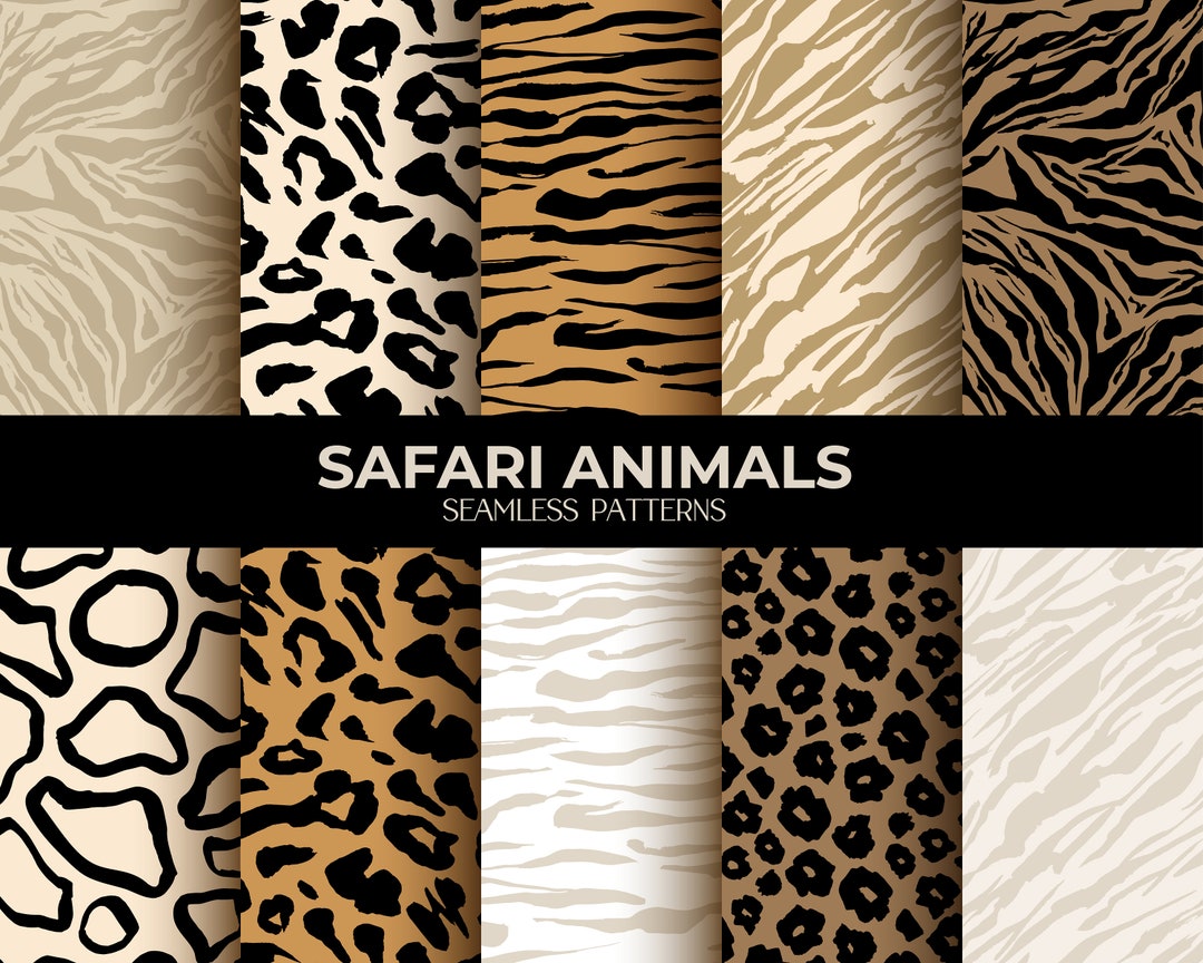 Safari Animal Print Digital Paper: Seamless Patterns Vector Bundle ...