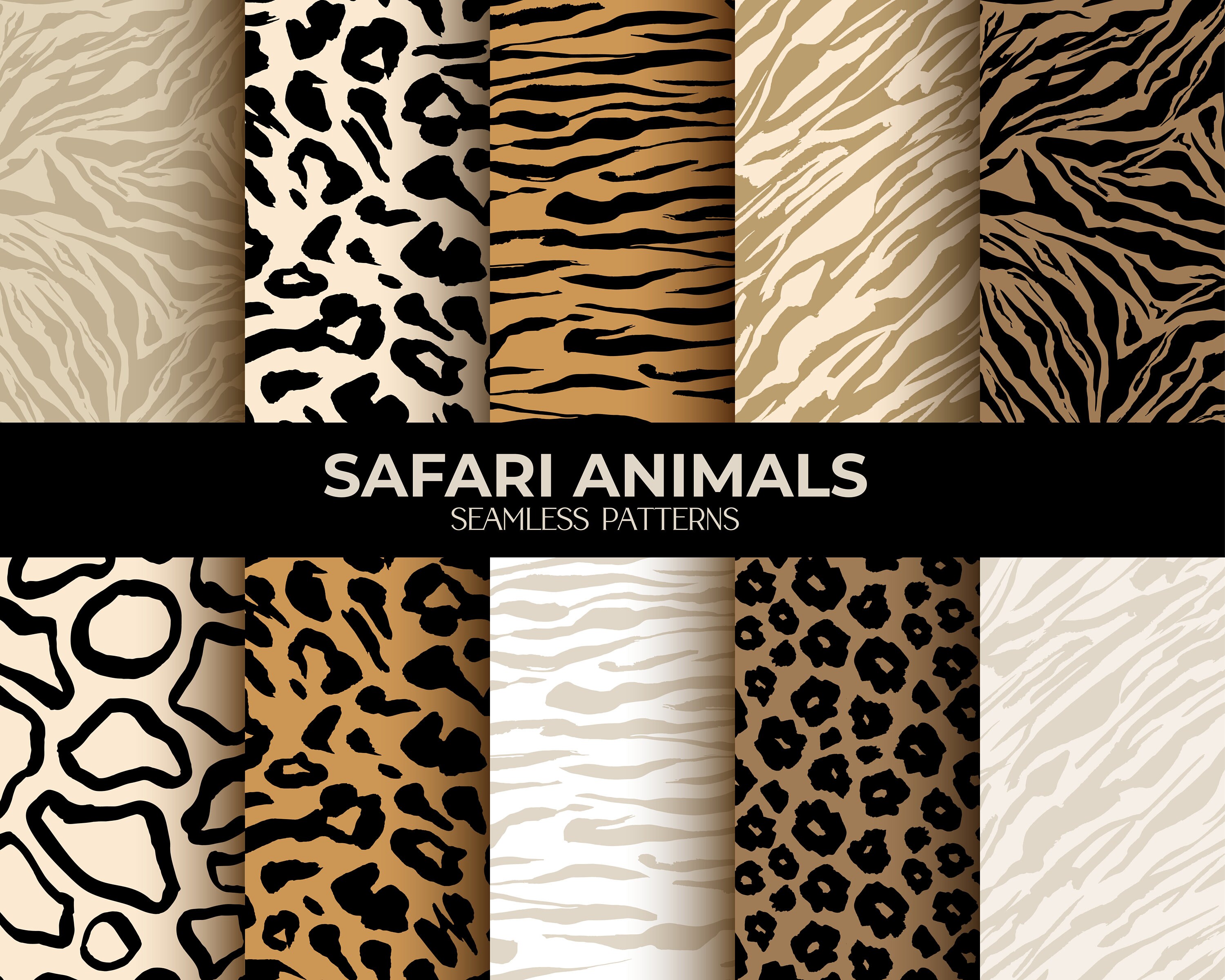 Safari Animal Print Digital Paper Tiger King Scrapbook Paper Etsy