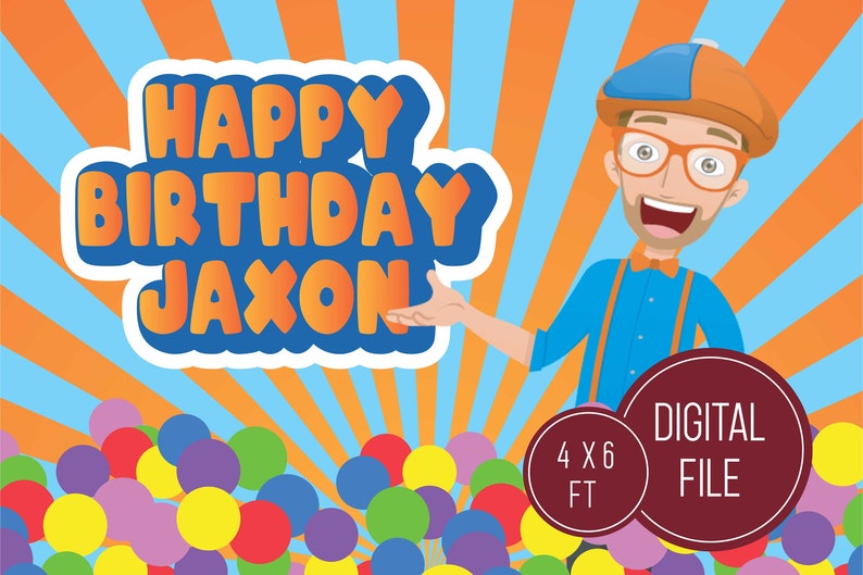 Blippi Backdrop Birthday Banner Digital Printable File | Etsy