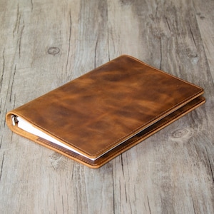 Personalized Leather Refillable Planner Binder, A5 / A6 6 ring Refillable, travelers Journal, sketchbook, Distressed Brown Leather