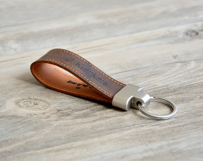Personalized Leather Keychain. Custom Leather Keychain. Monogrammed Leather Keychain. Unique Leather Keychain. Engraved Leather Keychain