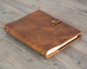 3-Ring Leather A5 Binder fit 3 hole A5/Half Letter Size 5.5" x 8.5" paper,2 ring binder,Leather portfolio, Leather binder cover