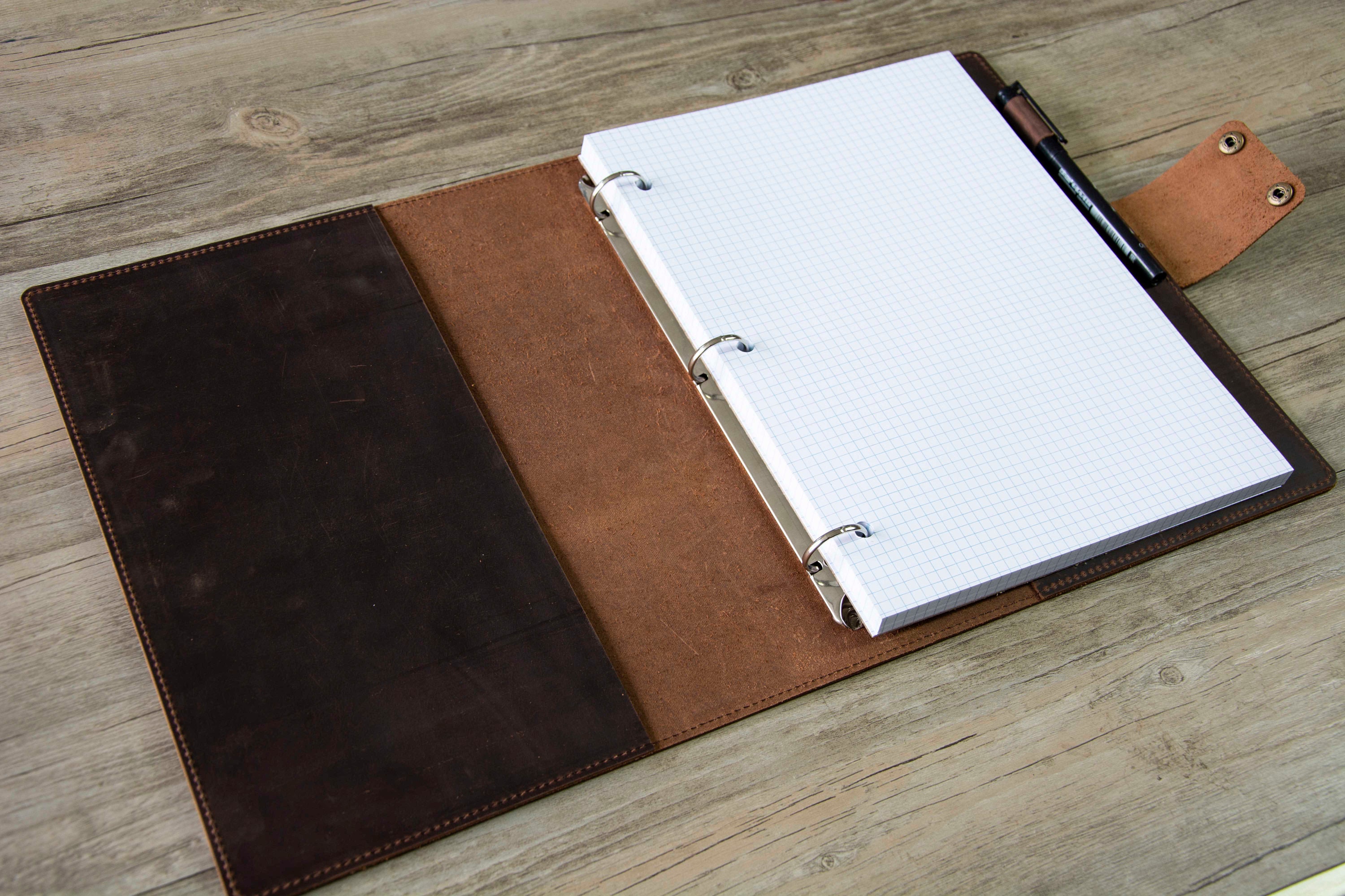 4-ring Leather A4 Binder 2-ring/3-ring,fit 2 Hole/3 Hole/4 Hole A4 Refill  Paper,leather Portfolio,a4 Business Organizer,leather Binder Cover 