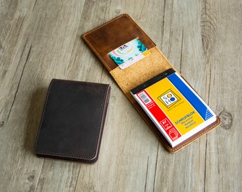 A7 Leather notepad cover,3" x 5" notizblock case,notepad cover.Pocket Notebook.Engraved Notepad Cover, Rite in the Rain Notes Cove
