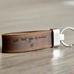 Christmas gift.Handwriting Leather Key chain,Personalized Key chain,GPS Coordinates Keychain,Messages,Names, Engraved Keychain.