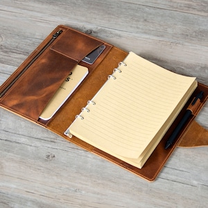 Grain Leather Journal, rits lederen navulbare planner binder, echt lederen journal navulbare lederen notebook A5.travelers journal,