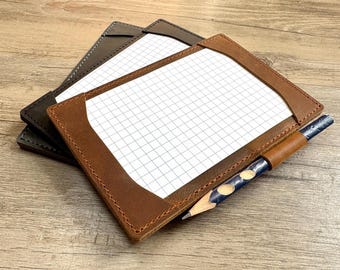 Tarjetero personalizado de 3x5, bloc de notas de cuero, tarjetero, portatarjetas de cuero, libreta de bolsillo para tarjetas de índice, libreta de bolsillo pequeña
