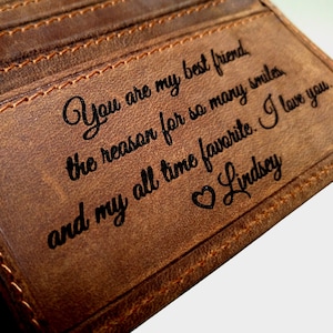 Portefeuille personnalisé, portefeuille homme, portefeuille gravé, portefeuille en cuir monogrammé, cadeau Saint-Valentin, cadeau fête des pères