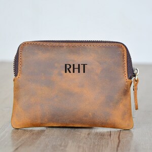 Cartera de cuero personalizada, neceser, cartera grabada, monedero para mujer, regalo para el Día de la Madre, monedero personalizado.