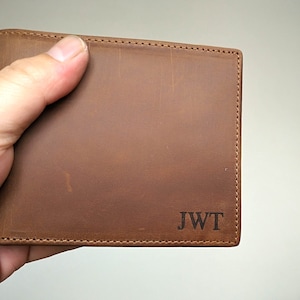 Cartera personalizada para hombre, cartera grabada, para marido, cartera para hombre, regalo de aniversario, cartera para hombre, cartera de cuero, cartera grabada, cartera para padrino de boda.