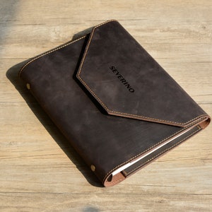 Personalized A5 Leather Refillable Planner Binder, 6 ring Refillable, travelers Journal, sketchbook, Distressed Brown Leather