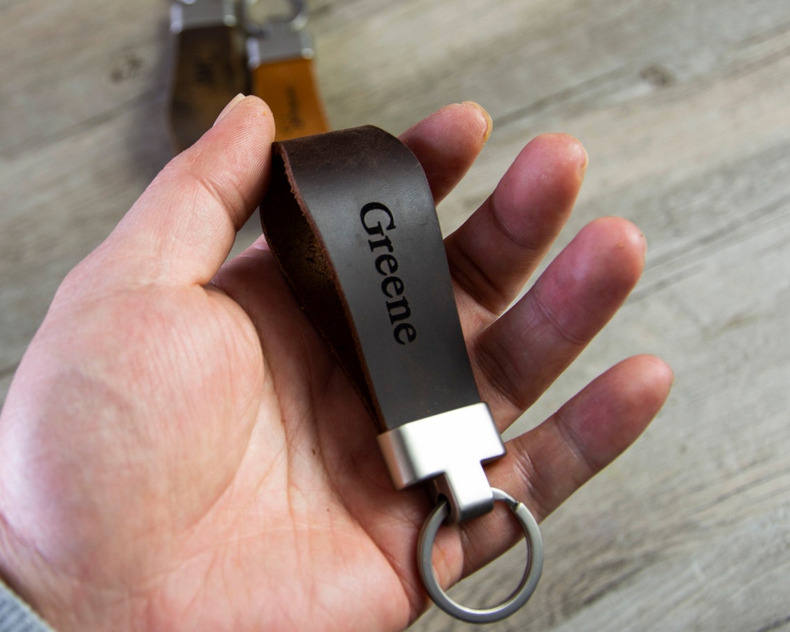 Personalized Leather Keychain. Custom Leather Keychain. | Etsy