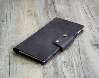 Personalized Leather Notepad Cover: 4x8 Pocket Journal
