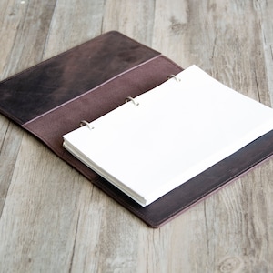 3-Ring Leather A5 Binder,Leather three ring binder,fit 3 hole A5 refill paper,Leather portfolio,A5 business organizer,Leather binder cover, image 2