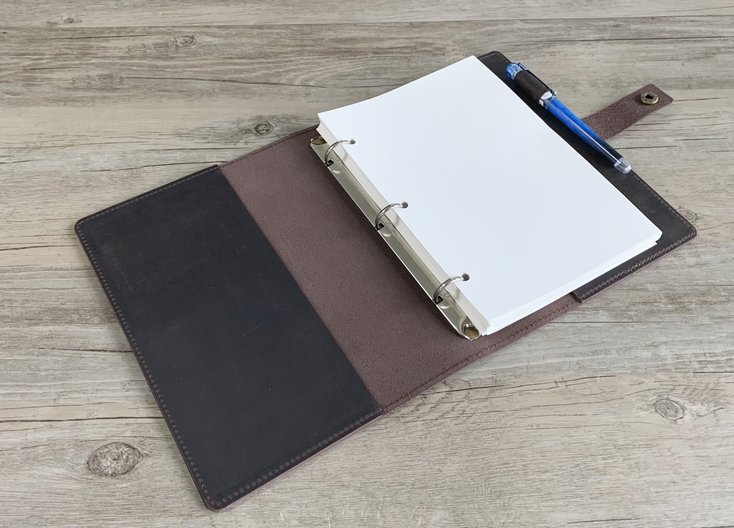 Leather Binder 3-Ring, fit 3 hole 8.5 x 11 refill paper or A5 paper, L -  Extra Studio