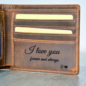 Cartera personalizada para hombre, cartera grabada, cartera de cuero con monograma personalizado, cartera para padrinos de boda, cartera de regalo para padrinos de boda, regalo para padre
