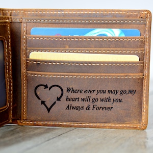Cartera personalizada para hombre, cartera grabada, cartera de cuero con monograma personalizado, cartera para padrinos de boda, cartera de regalo para padrinos de boda, regalo para padre