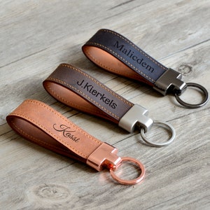 Personalized Leather Keychain Custom Name Leather Key Ring